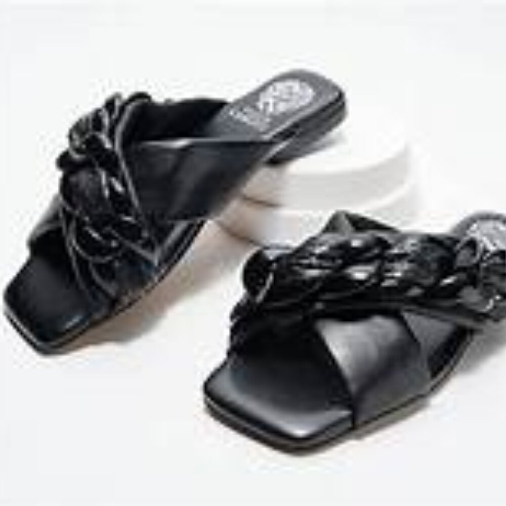 VINCE CAMUTO Azori Black Cushioned Flat Slide Sandals 6.5 M US  37 EU